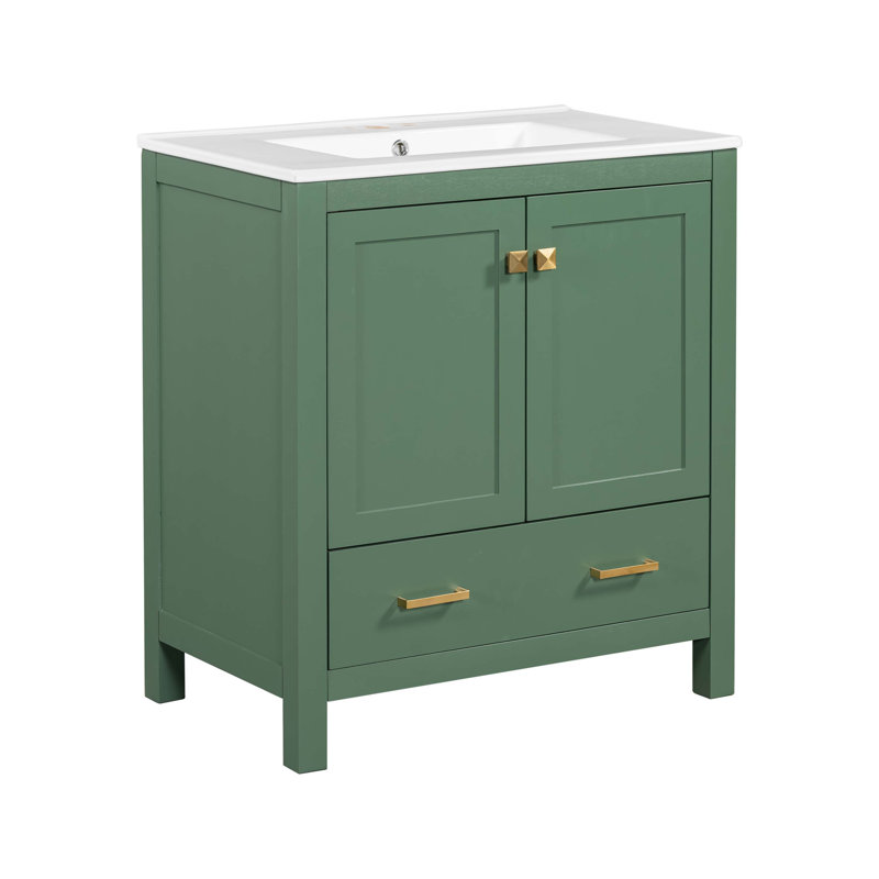 Meuble-lavabo 30 po avec lavabo simple, armoire encastrée Combo, Vert
