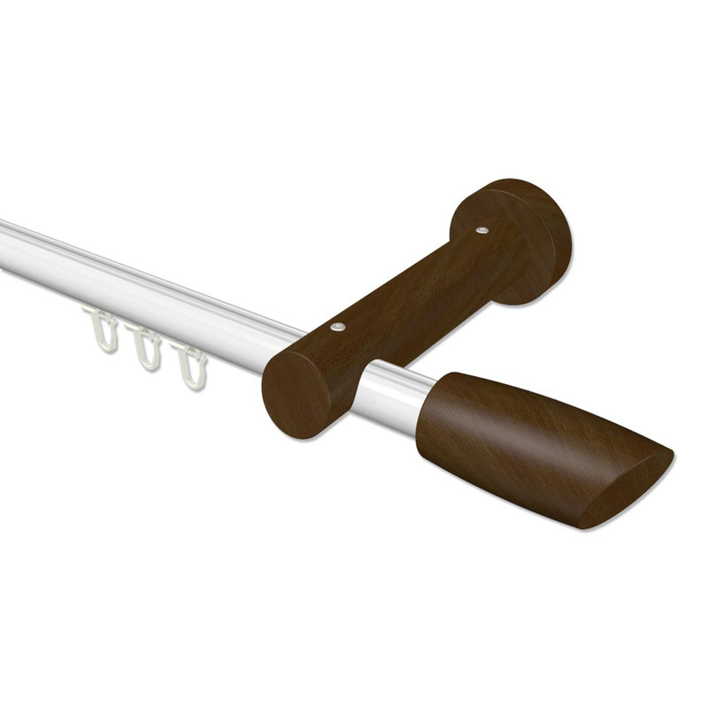 Alythia Curtain Pole Set, White/Walnut Varnished, 5cm H x 480cm W x 15cm D