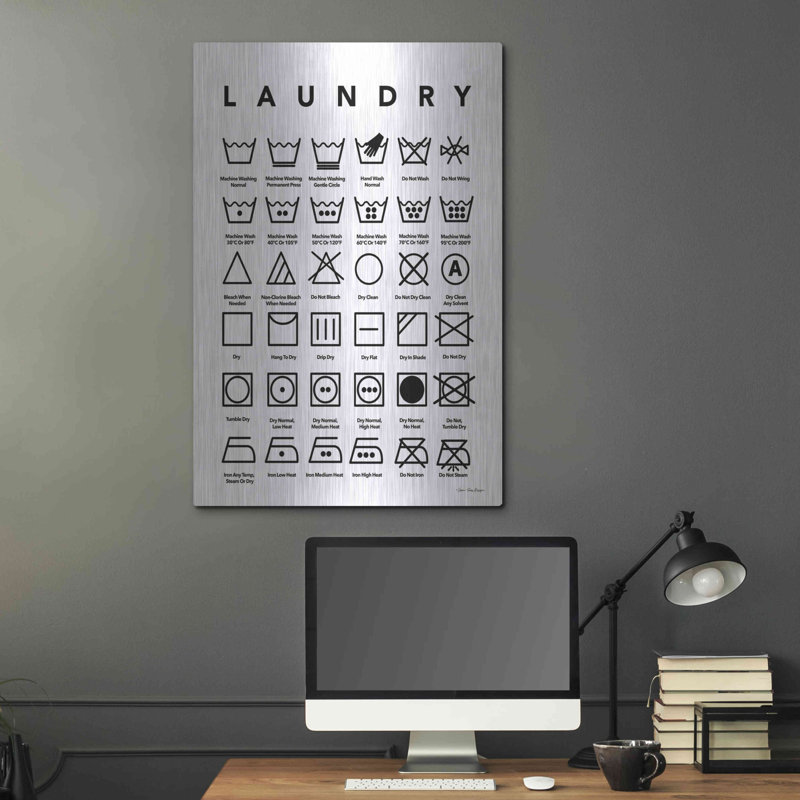 «Laundry Symbols» par Seven Trees Design, art mural en métal, 12 po x 16 po, H 36 po x l 24 po