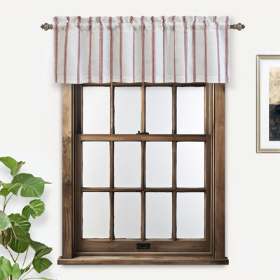 Mudge Farmhouse Striped Linen Double Layer Thermal Insulated Room Darkening  Window ValancesRod Pocket Vertical Striped Kitchen Valance for Bathroom