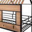 Lit mezzanine en métal avec toit, fenêtre, garde-corps et échelle