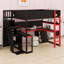 Lit mezzanine en bois multifonctionnel avec configuration de jeu, marches de rangement, bureau et panneau perforé d'organisation-109780190