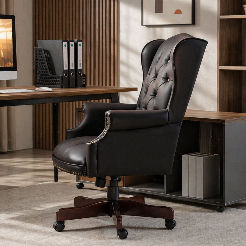 Fauteuil de direction en cuir PU, Noir