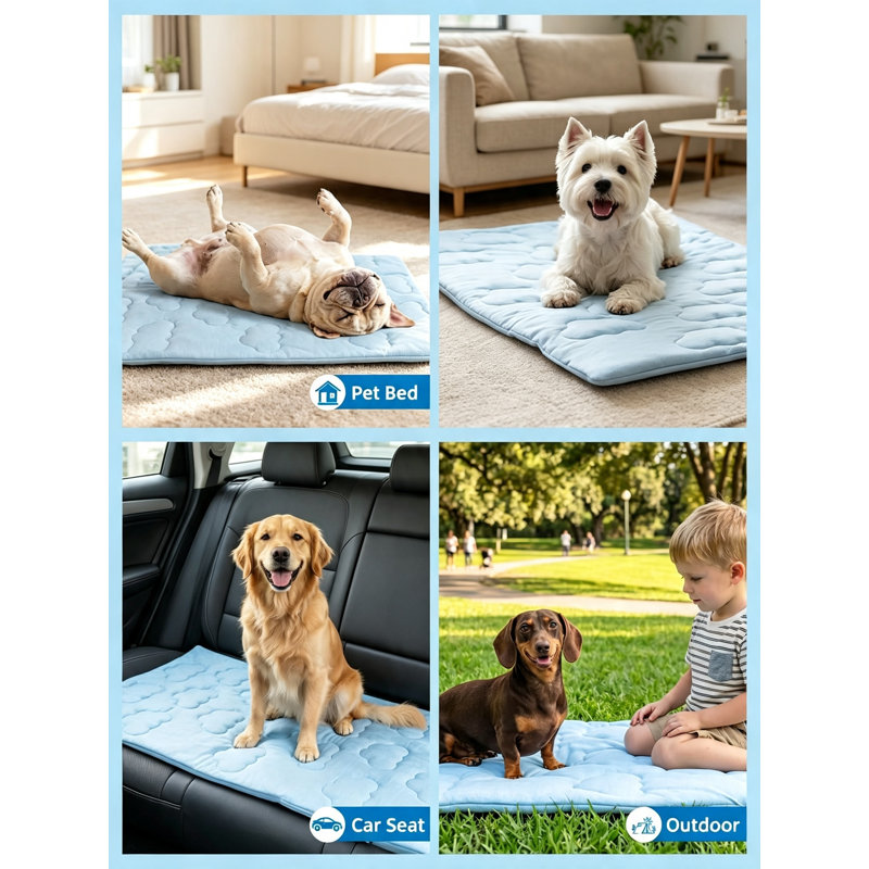 Dual-Sided Pet Cooling Mat Blue M