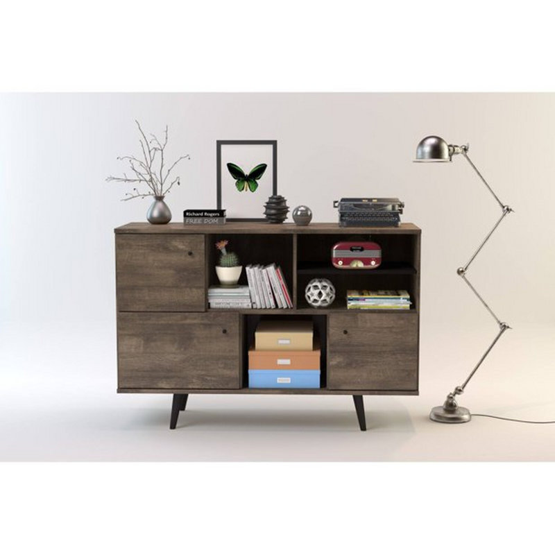 Table de buffet en bois aggloméré à 4 tablettes Midtown Concept - brun, Beige