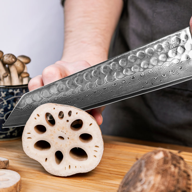 Damas en acier Damas (couteau de chef) avec bambou Saya et boîte en bambou - lame de 210 mm