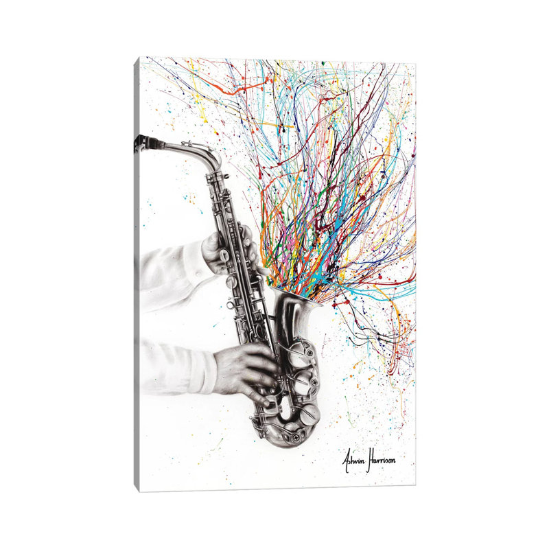 The Jazz Saxophone by Ashvin Harrison - Wrapped Canvas Painting, 101.6 cm H x 66.04 cm W x 3.175 cm D