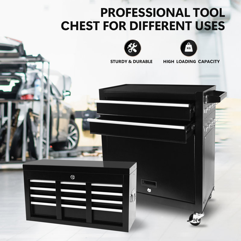 8-Drawer Rolling Tool Chest with Wheels, Large Tool Cabinet with Drawers, Black
