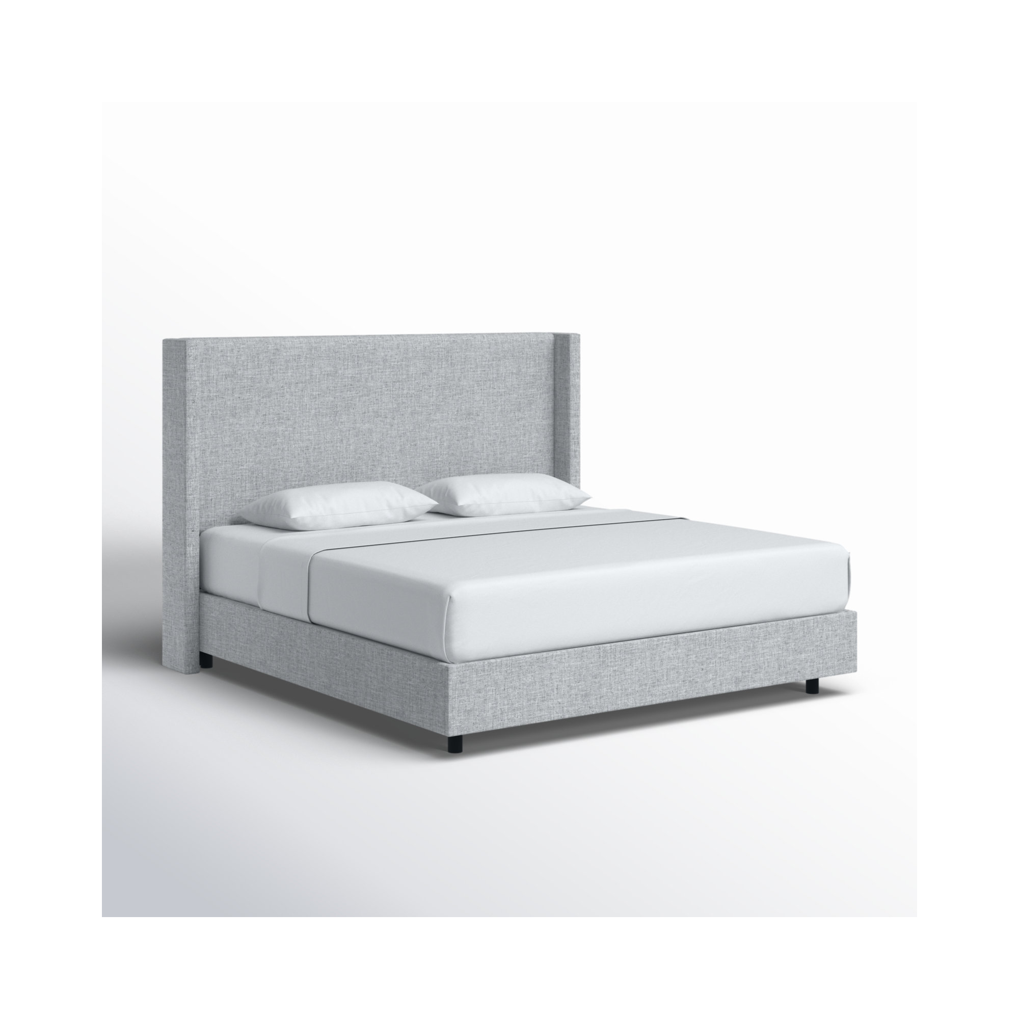 Hanson Upholstered Wingback Bed, Zuma Pumice Textured Linen, California King