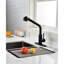 Robinet de cuisine escamotable noir mat, robinet d'évier à poignée simple avec bec haut tournant à 360 °. Corrosion et finition rouille pour une utilisation prolongée. Gérez facilement le débit d'eau à une poignée. Acier inoxydable-2126699689