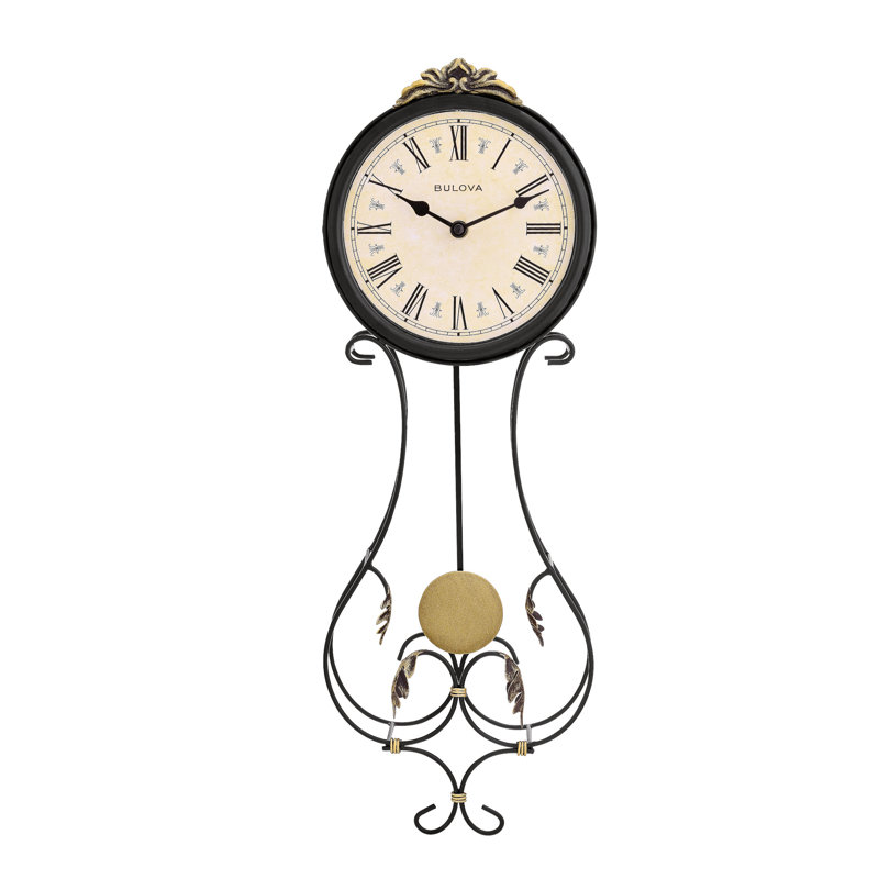 70236B4F187B4E67AC3BCDB6B01CC07A Paulina Wrought Iron Pendulum Wall Clock
