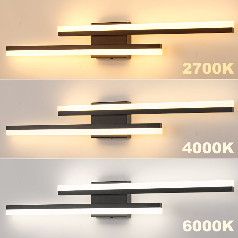 2-Light Minimalist LED Wall Sconce With Frosted Acrylic Shade, Modern Wall Light For Bedroom, Living Room, Matte Black