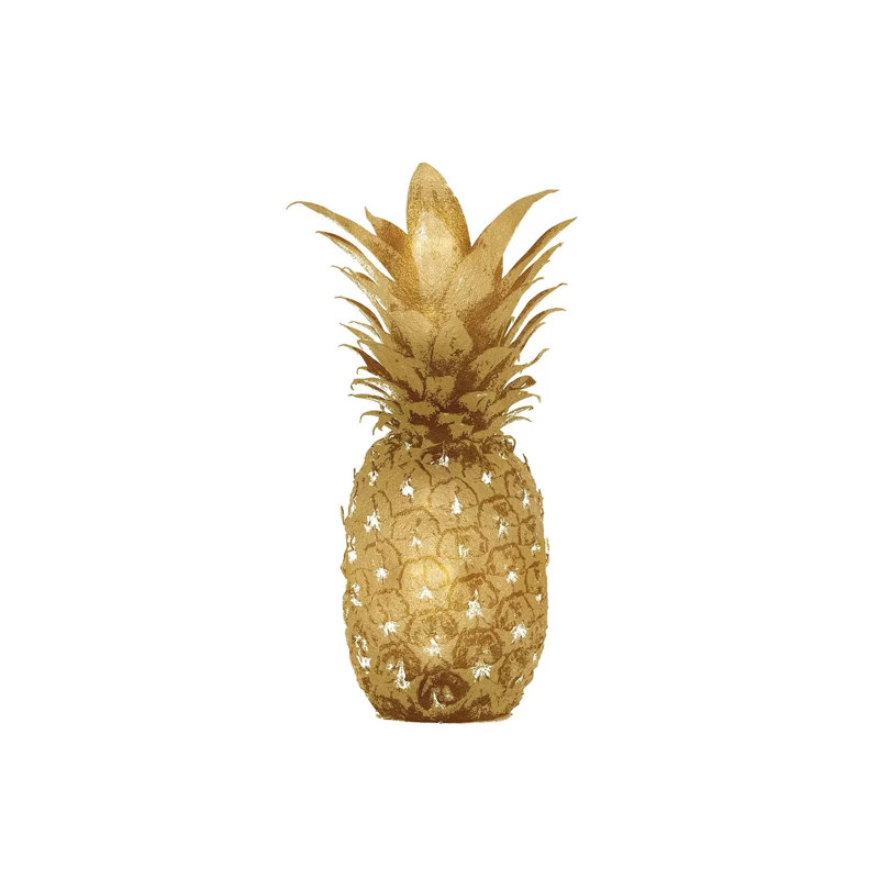 Gold Pineapple On White I by Kate Bennett - Wrapped Canvas Print, 30.48cm H x 20.32cm W x 1.91cm D