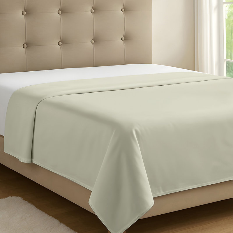 100% Organic Viscose From Bamboo Flat Sheet Only, 300 Thread Count, Extra Wide, Cooling & Breathable, Double Stitching, Bedding Sheet - Gift-Ready Packaging (Soft Sage)