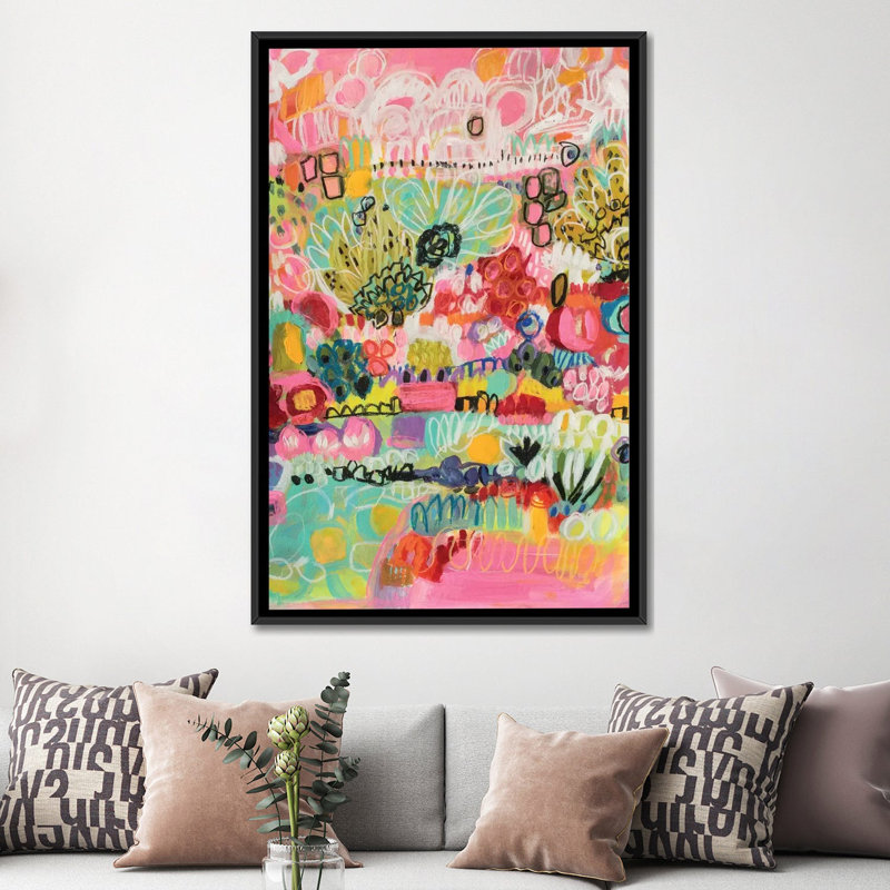 «Boho Garden III», reproduction sur toile, H 26 po x l 18 po x P 1,5 po, Toile encadrée noire, Pas de tapis