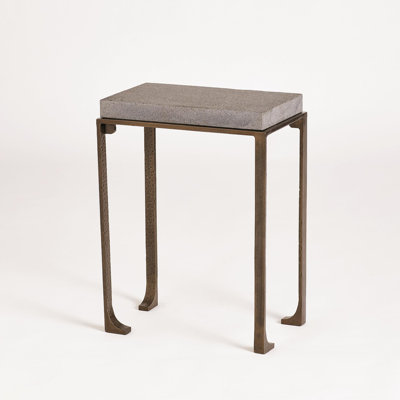 Table d'appoint Zen / marbre blanc poli / bronze / gris clair