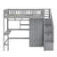 Lit mezzanine simple avec bibliothèque, tiroirs, bureau et garde-robe-200271517