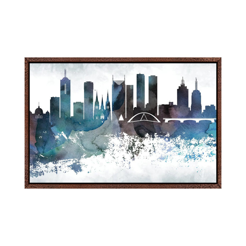 Melbourne Bluish Skylines by WallDecorAddict - Gallery-Wrapped Canvas Giclée on Canvas, Classic Wood Framed Canvas