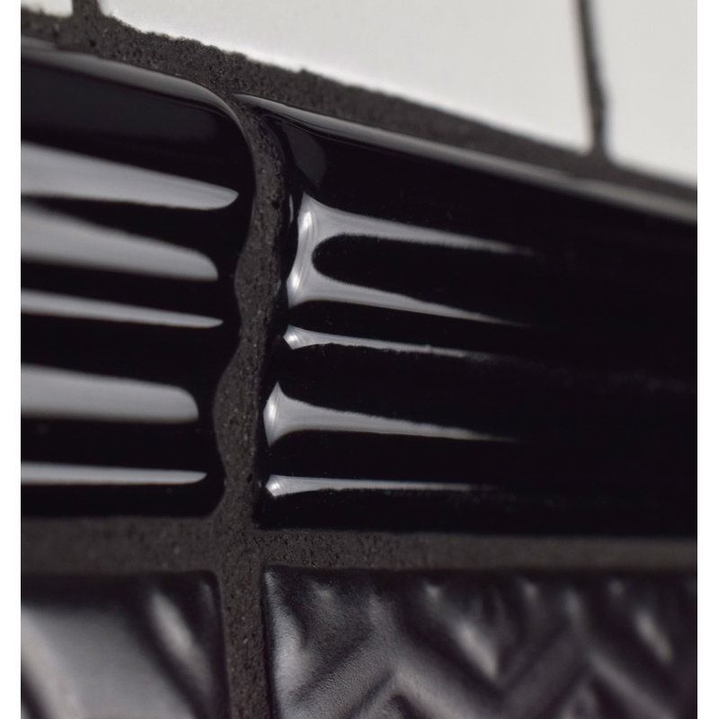 Neros 7.9" x 1.3" Glossy Ceramic Mudcap Tile Trim in Nero