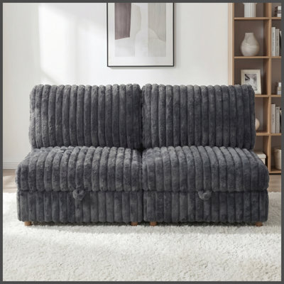 Armless Seat for Modular Sectional Sofa, Convertible Sofa Seat With Storage, Sleeper Sectional Sofa Set, Fabric Flexible Modular Combinations for Livi
