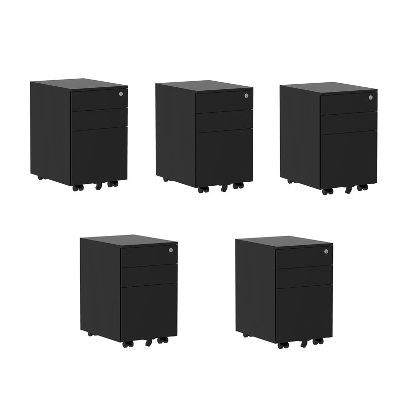 14.8 " Wide 3 Vertical Filing Cabinet, Black