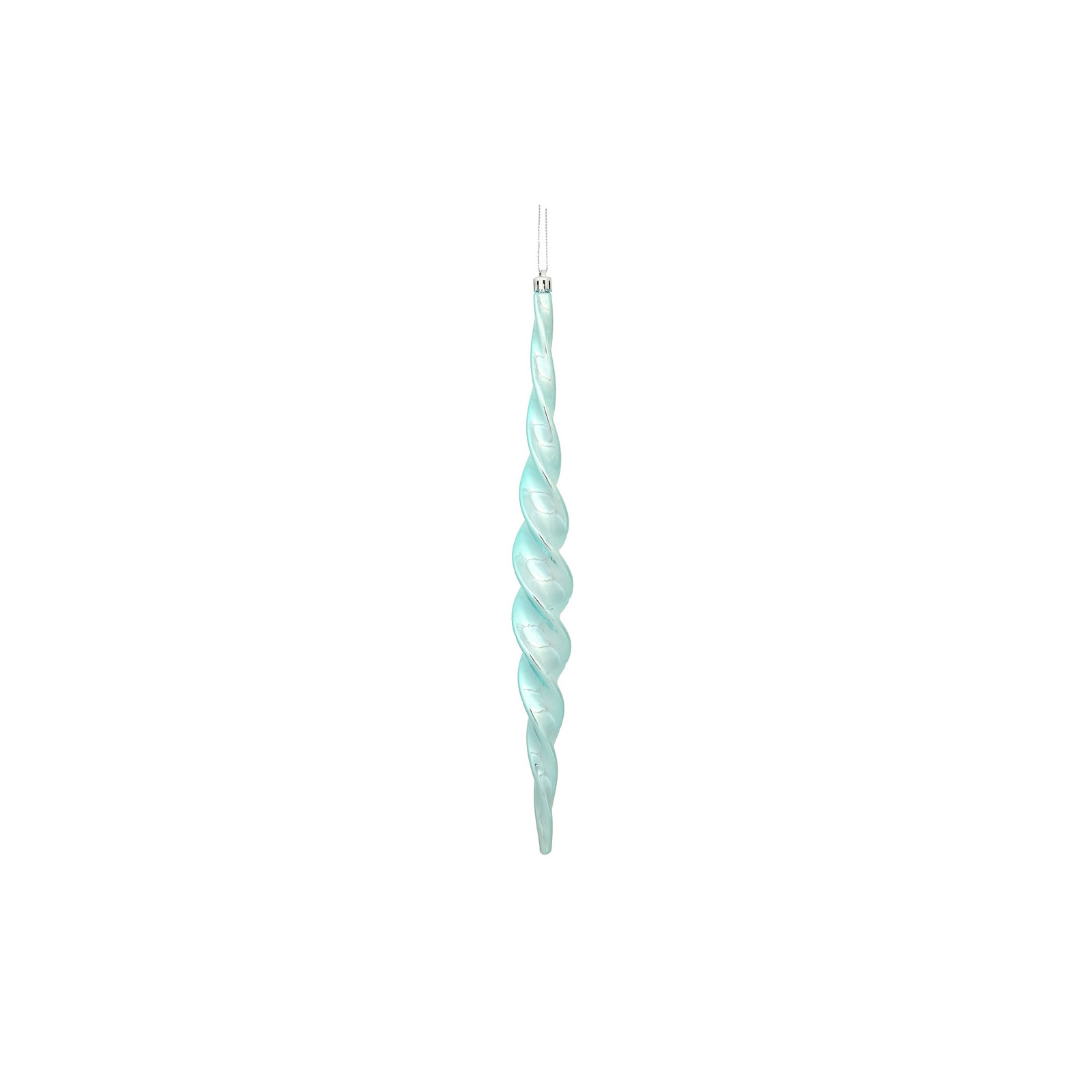 Shiny Spiral Icicle Christmas Ornament, Baby Blue