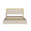 Upholstered Bed With Storage, Led And Usb Linen Beige-123854337