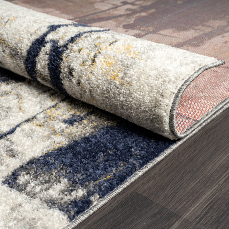 Stourbridge Abstract Area Rug in Navy/White/Gray, Rectangle 7'9" x 9'9"