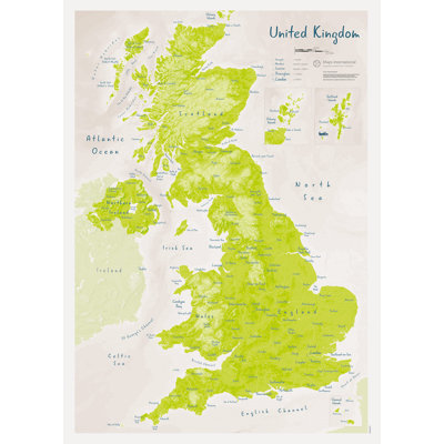 UK As Art Map - Saffron - Single Picture Frame Print
