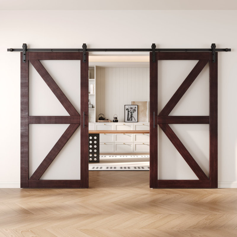 Portes de grange non assemblées et finies avec ensemble de quincaillerie d'installation non encastrée 26 po x 80 po Homacer
