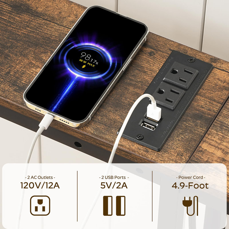 Console étroite avec prises