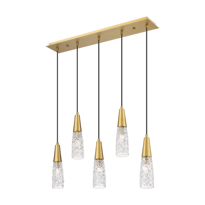 Godbee - Luminaire suspendu pour îlot de cuisine 5 lumières 33 po, Laiton brossé
