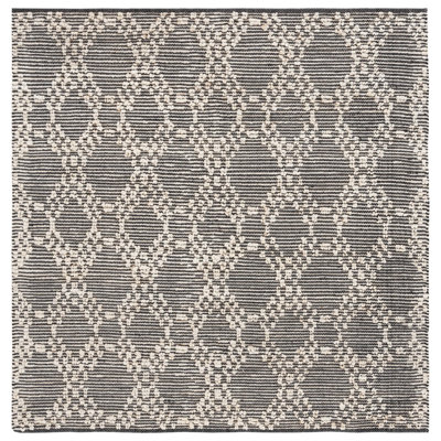 Aristia Natural Fiber Flat Weave Jute/Cotton Geometric Rug in Blush/Black