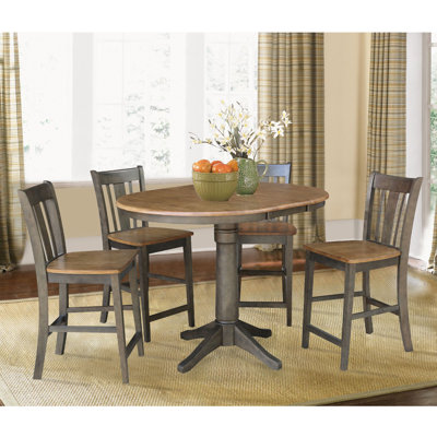 Counter Height Extendable Rubberwood Solid Wood Dining Set