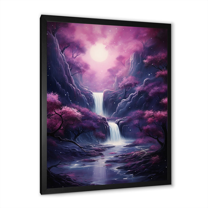 Surréalisme prune cosmique sur toile, Cadre photo noir, H 32 po x l 24 po x P 1 po