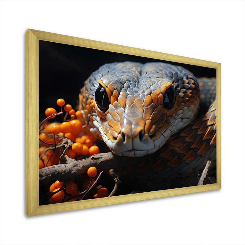 Afrique, serpents, couloirs sur toile, H 30 po x l 40 po x P 1,5 po, Encadrement doré