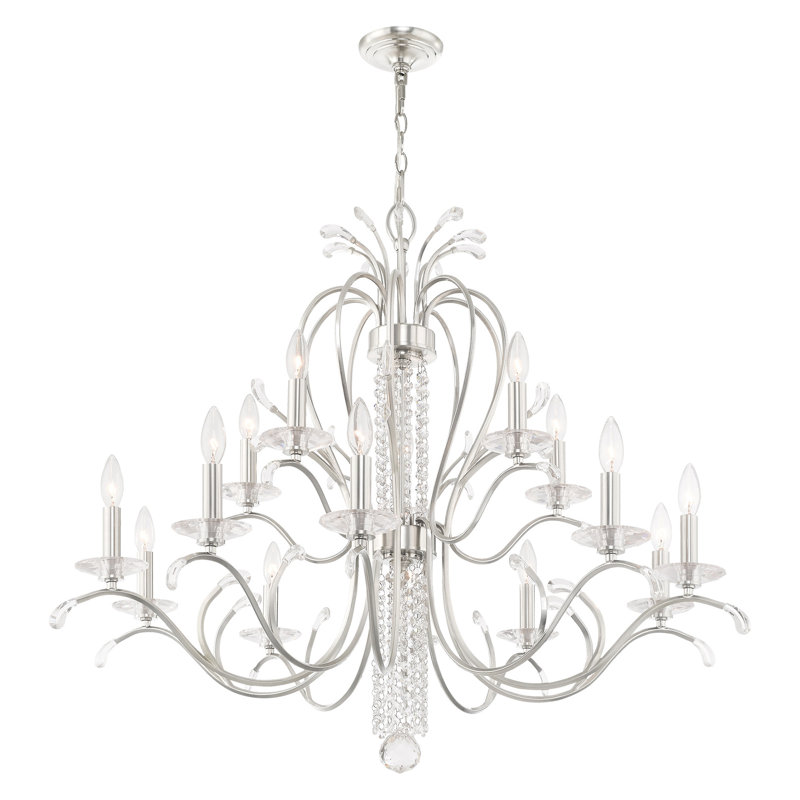 Almirah 15 - Light Dimmable Tiered Chandelier, Brushed Nickel