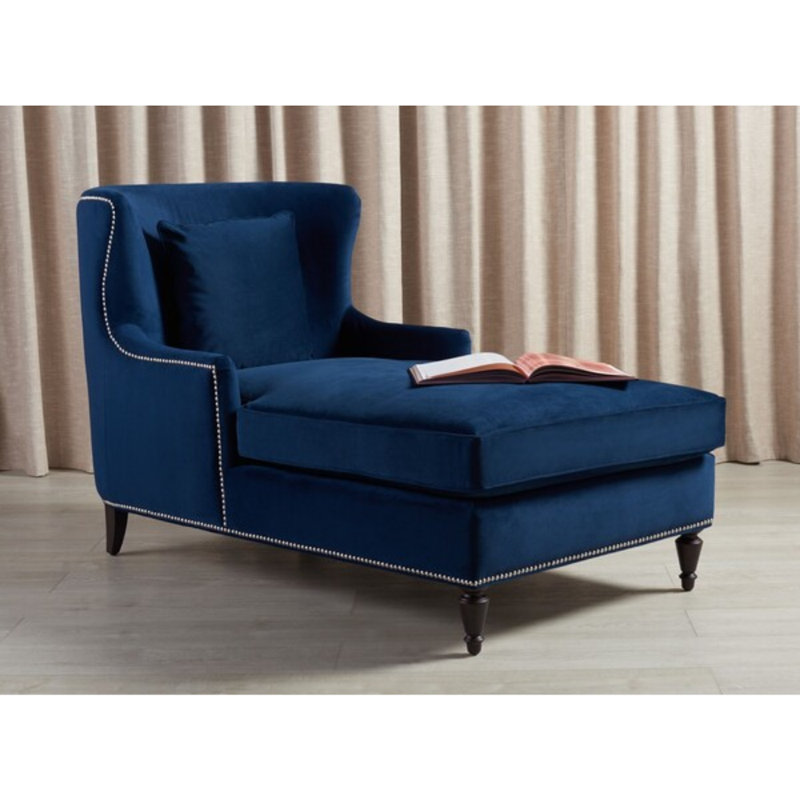 Chaise longue rembourrée Jazlyne, Mélange de lin bleu marine