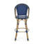 Ensemble de 2 tabourets de bar d'extérieur en rotin PE et aluminium, finition bleu marine et bambou
