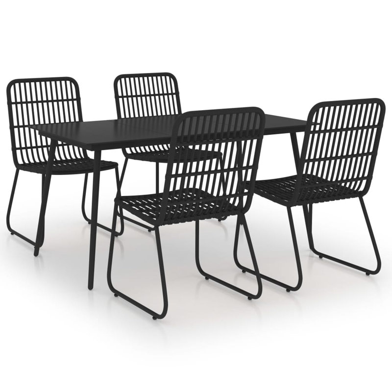 8 - Person Patio Dining Set with Rectangular Table, Black, 4 Chairs