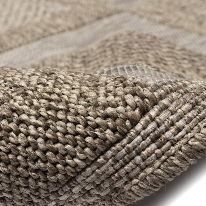 Glendalys Geometric Machine Woven Polypropylene Indoor / Outdoor Area Rug in Brown/Sand/Beige, Rectangle 3'3" x 4'11"