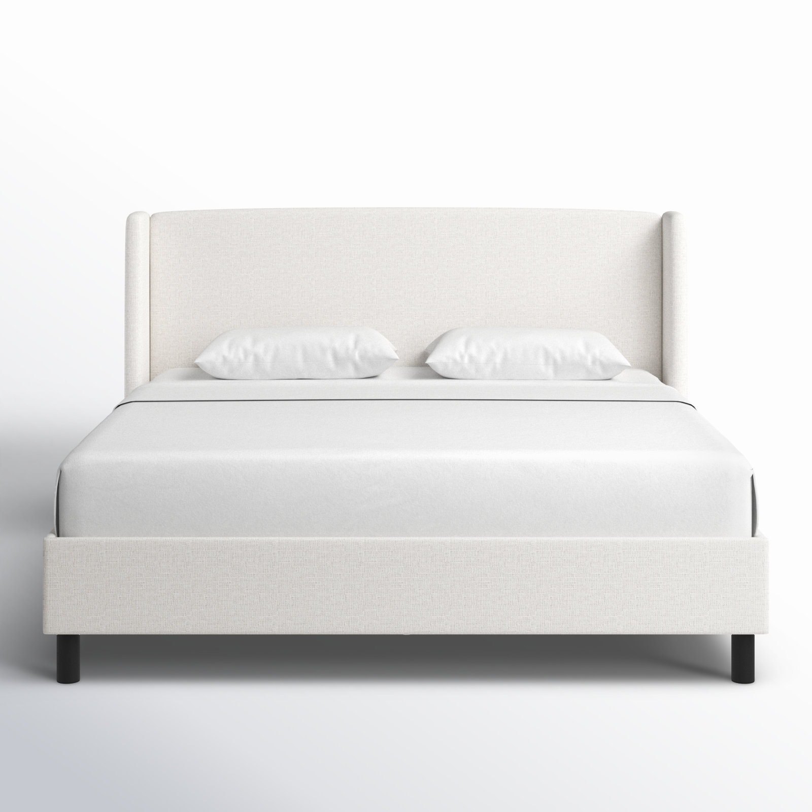 Tilly Linen Upholstered Wingback Bed, King, Zuma White Textured Linen