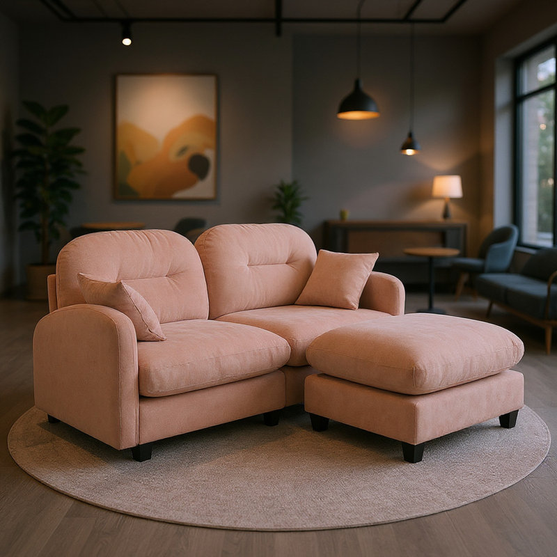 Canapé modulaire Chenille, H 36,6 po x l 74 po x P 59 po, Rose