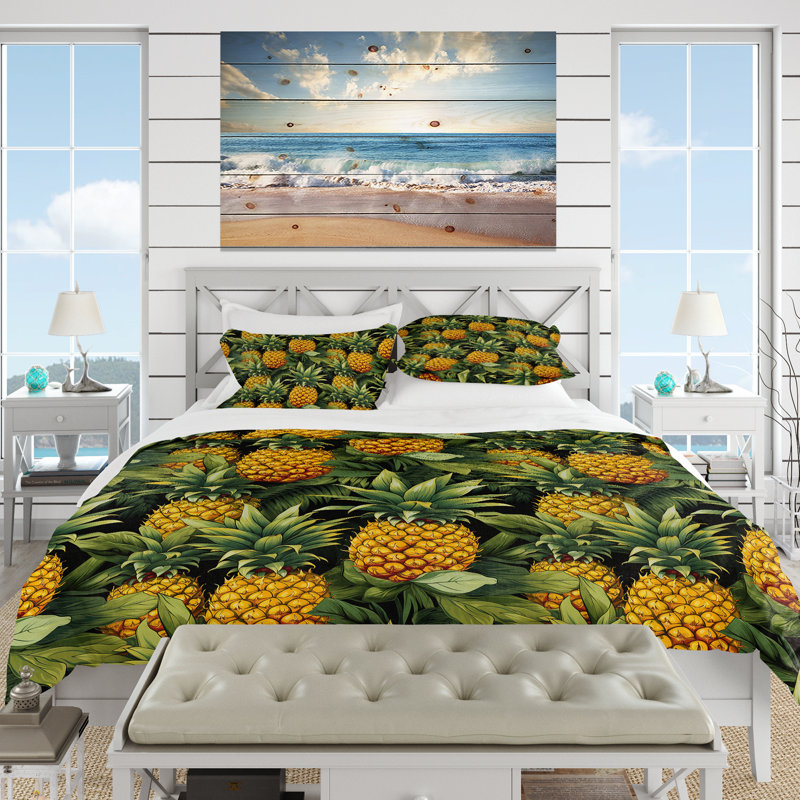 Ensemble de housse de couette Pineapple Delight, Housse de couette pour grand lit et 2 taies décor