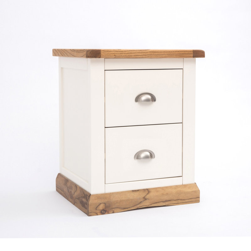 Pembroke 45cm W Solid + Manufactured Wood Bedside Table, Waxed Oak