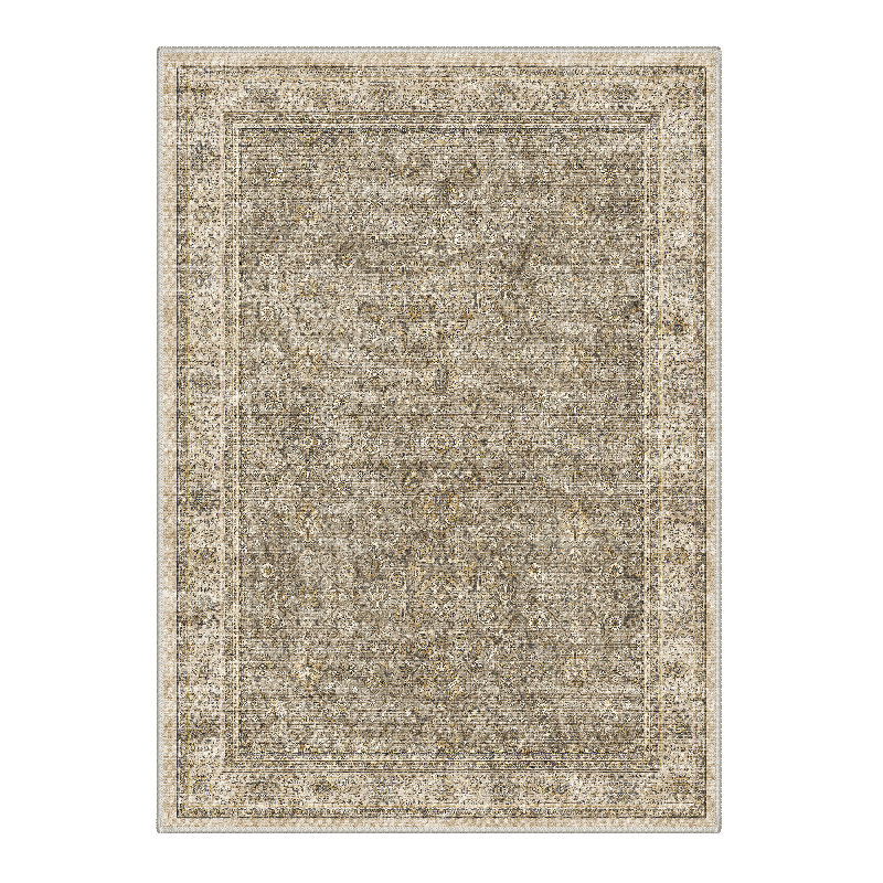 Roehit Vintage Distressed Medallion Machine Washable Brown Indoor Area Rug with Non-Slip Backing, Rectangle 5' x 7'