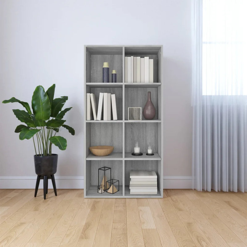 Abelia Bookcase, (4 Shelves) 130cmH x 66cmW x 30cmD, Grey Sonoma