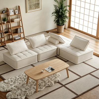 Versatile Modular Floor Sofa Chair, With Soft Tufted Fleece, Frameless Low Profile Floor Seating For Living Room & Gaming, 95x95cm Compact Ottoman Style