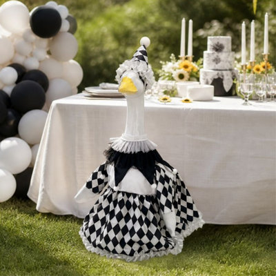 Tapis elliptique de 23 pouces, ensemble de vêtements à carreaux noirs et blancs, costumes d'oies