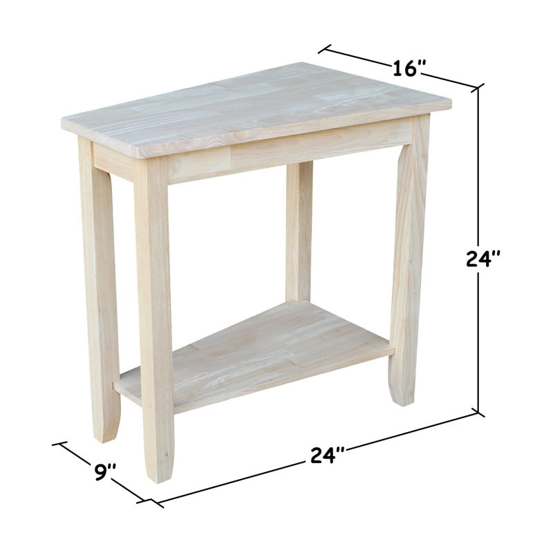 Attar Solid Wood Wedge End Table, Unfinished